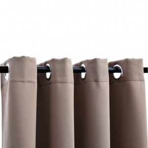 Draperii opace cu inele metalice, 2 buc, gri taupe, 140x175 cm - Img 4