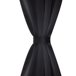 Draperii opace cu ocheți metalici, 2 buc, 135 x 175 cm, negru - Img 3