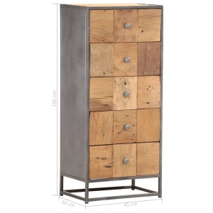 Dulap cu sertare, 45 x 30 x 100 cm, lemn masiv reciclat - Img 6