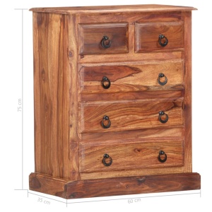 Dulap cu sertare, 60x35x75 cm, lemn masiv de sheesham - Img 6