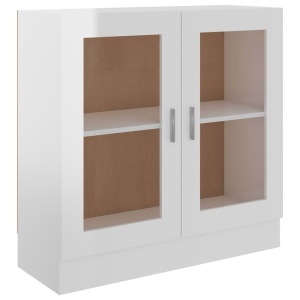 Dulap cu vitrină, alb extralucios, 82,5 x 30,5 x 80 cm, PAL - Img 2