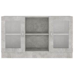 Dulap cu vitrină, gri beton, 120 x 30,5 x 70 cm, PAL - Img 5