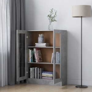 Dulap cu vitrină, gri beton, 82,5 x 30,5 x 115 cm, PAL - Img 3