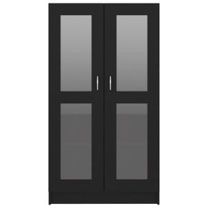 Dulap cu vitrină, negru, 82,5 x 30,5 x 150 cm, PAL - Img 5