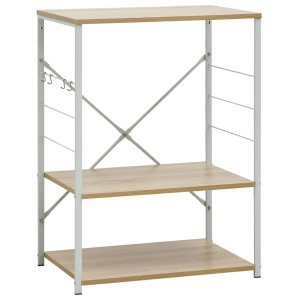 Dulap cuptor microunde, alb și stejar, 60 x 39,6 x 79,5 cm, PAL - Img 2