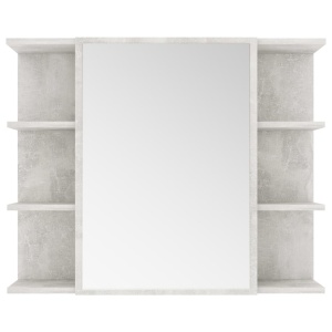 Dulap de baie cu oglindă, gri beton, 80 x 20,5 x 64 cm, PAL - Img 7