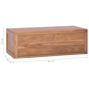 Dulap de baie suspendat, 90 x 45 x 30 cm, lemn masiv de tec - Img 10