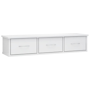 Dulap de perete cu sertare, alb extralucios, 88x26x18,5 cm, PAL - Img 2