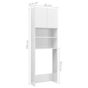 Dulap mașina de spălat, alb extralucios, 64x25,5x190 cm, PAL - Img 7