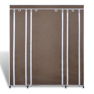 Dulap material textil compartimente și tije 45x150x176 cm maro - Img 3