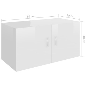 Dulap montat pe perete, alb extralucios, 80x39x40 cm, PAL - Img 7