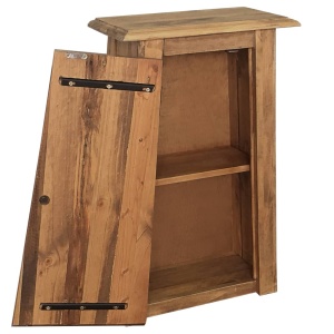 Dulap suspendat baie, lemn masiv de pin reciclat, 42x23x70 cm - Img 8