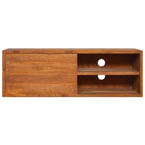 Dulap TV montat pe perete, 90x30x30 cm, lemn masiv de tec - Img 3
