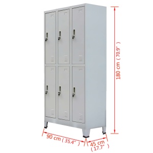 Dulap vestiar cu 6 compartimente, oțel, 90 x 45 x 180 cm, gri - Img 10