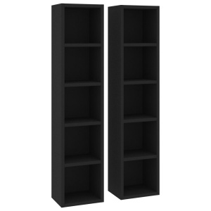 Dulapuri CD-uri, 2 buc., negru, 21 x 16 x 93,5 cm, PAL - Img 2