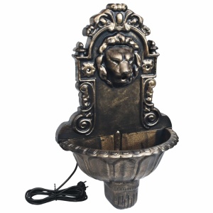 Fântână de perete cu design cap de leu, bronz - Img 5