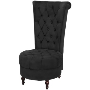 Fotoliu cu spătar inalt, negru, material textil