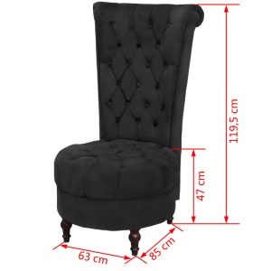 Fotoliu cu spătar inalt, negru, material textil - Img 5