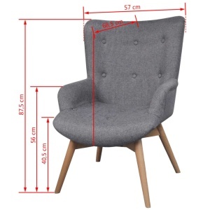 Fotoliu cu taburet pentru picioare, material textil, gri - Img 5