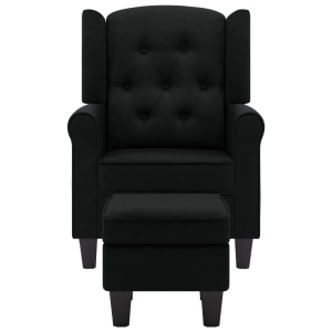 Fotoliu cu taburet pentru picioare, negru, material textil - Img 4