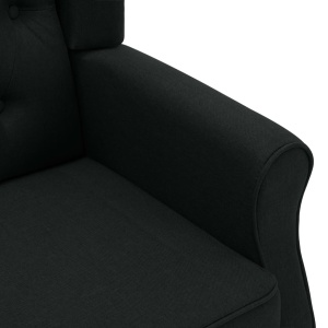 Fotoliu cu taburet pentru picioare, negru, material textil - Img 6