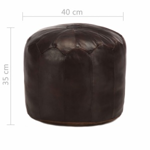 Fotoliu puf, maro inchis, 40 x 35 cm, piele naturală de capră - Img 4