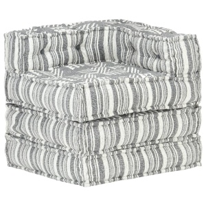 Fotoliu puf modular, gri cu dungi, material textil - Img 8