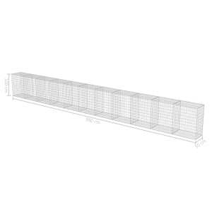 Gabion perete cu capace, 900 x 50 x 100 cm, oțel galvanizat - Img 5