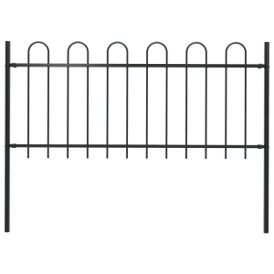 Gard de grădină cu vârf curbat, negru, 1,7 x 0,8 m, oțel
