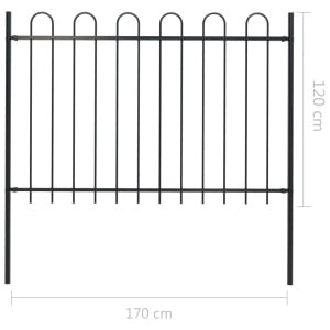 Gard de grădină cu vârf curbat, negru, 1,7 x 1,2 m, oțel - Img 5