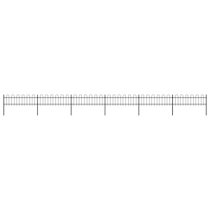 Gard de grădină cu vârf curbat, negru, 10,2 x 0,6 m, oțel