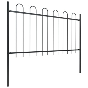 Gard de grădină cu vârf curbat, negru, 5,1 x 1 m, oțel - Img 2