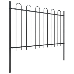 Gard de grădină cu vârf curbat, negru, 6,8 x 1,2 m, oțel - Img 2