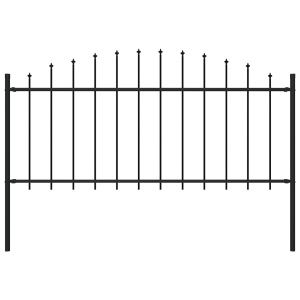 Gard de grădină cu vârf suliță, negru, (0,5-0,75) x 1,7 m oțel