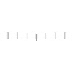 Gard de grădină cu vârf suliță, negru, (0,75-1)x10,2 m, oțel