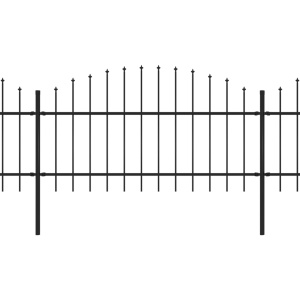 Gard de grădină cu vârf suliță, negru, (1-1,25) x 3,4 m oțel - Img 2