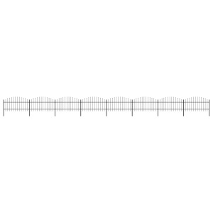 Gard de grădină cu vârf suliță, negru, (1-1,25)x13,6 m oțel