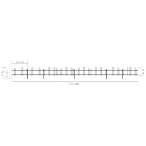 Gard de grădină cu vârf suliță, negru, (1-1,25)x13,6 m oțel - Img 5