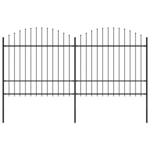 Gard de grădină cu vârf suliță, negru, (1,5-1,75)x3,4 m oțel
