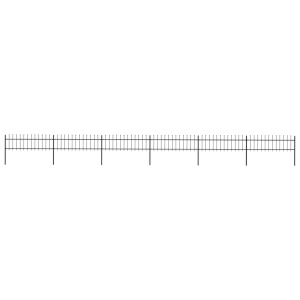 Gard de grădină cu vârf suliță, negru, 10,2 x 0,6 m, oțel