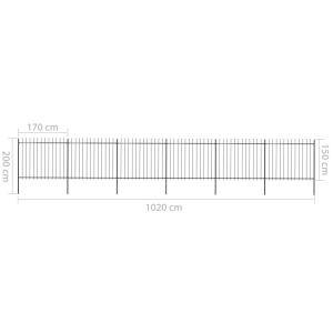 Gard de grădină cu vârf suliță, negru, 10,2 x 1,5 m, oțel - Img 5