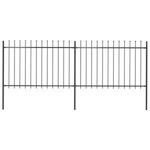 Gard de grădină cu vârf suliță, negru, 3,4 x 1,2 m, oțel