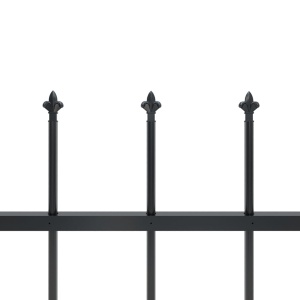 Gard de grădină cu vârf suliță, negru, 5,1 x 1,5 m, oțel - Img 4