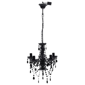 Lustră Cristal Artificial pentru 5 becuri Negru - Img 3