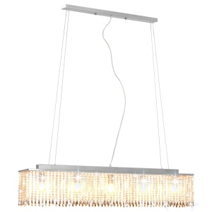 Lustră cu mărgele de cristal, argintiu, 104 cm, E14 - Img 2