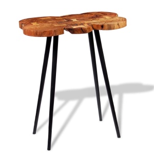 Masă bar lemn masiv de salcâm, model bușteni 90x60x110 cm - Img 3