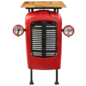 Masă bar, stil tractor, lemn masiv mango, roșu, 60x150x107 cm - Img 8