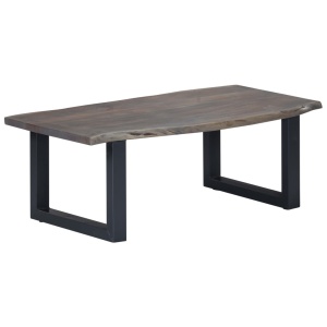Masă cafea, muchii naturale gri 115x60x40 cm, lemn masiv acacia - Img 10