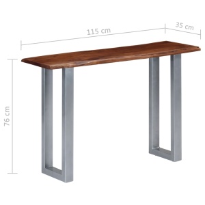 Masă consolă, 115x35x76 cm, lemn masiv de acacia și fier - Img 6