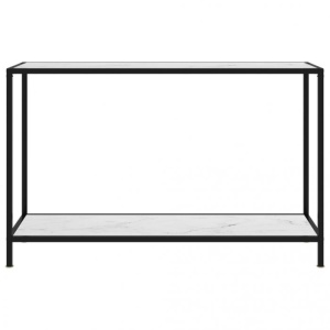 Masă consolă, alb, 120 x 35 x 75 cm, sticlă securizată - Img 2